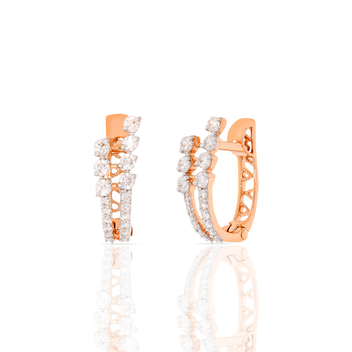 Double Delight Diamond Hoops Earring with Free Gold Coin