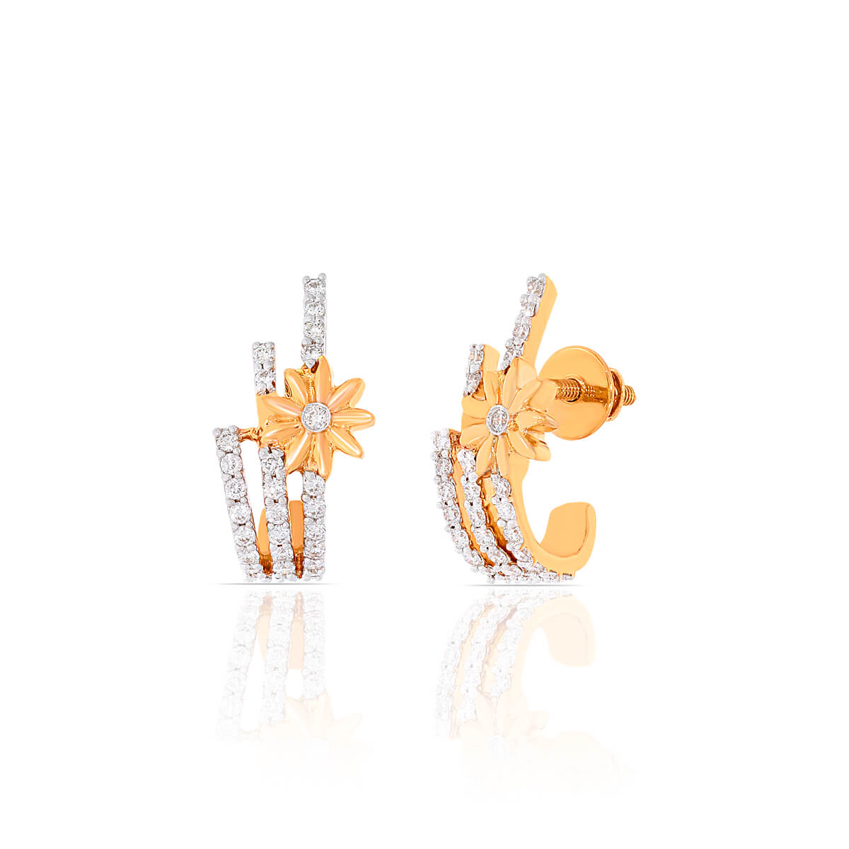 Blossom Brilliance Diamond Hoop Earring with Free Gold Coin