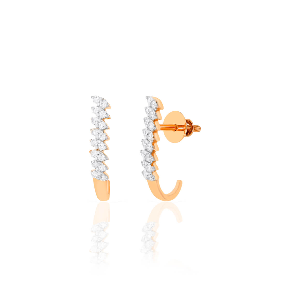 Rose Gold Sparkle Diamond Earring with Free Gold Coin