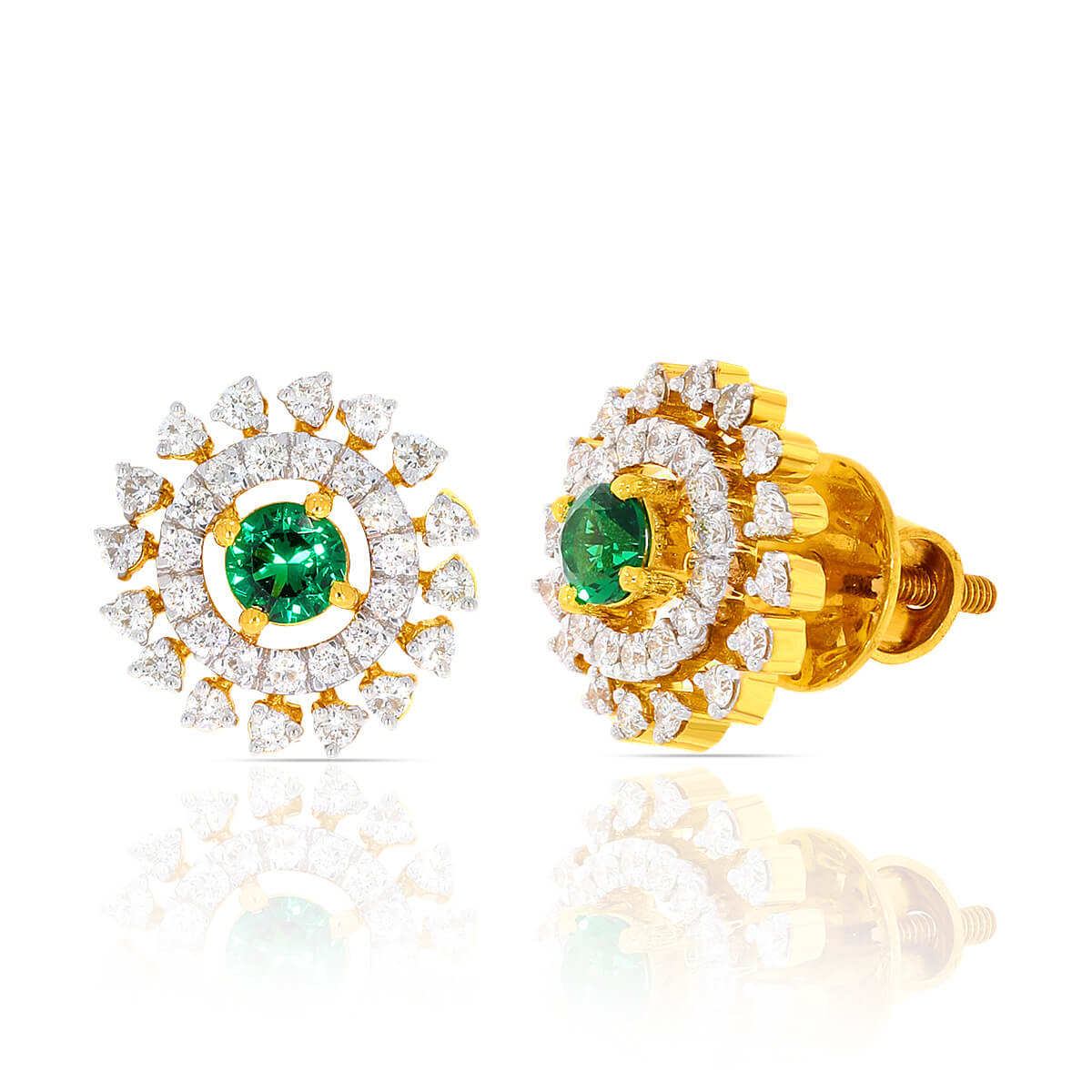 Verdant Gleam Diamond Earrings with Free Gold Coin