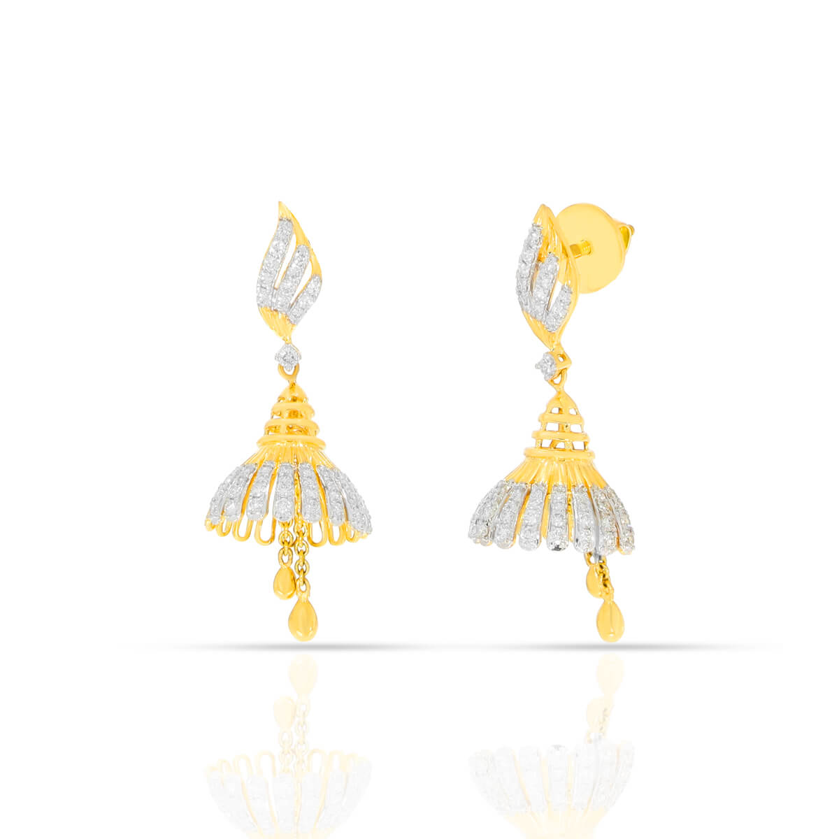 Timeless Elegance Diamond Gold Jhumka Earrings with Free Gold Coin