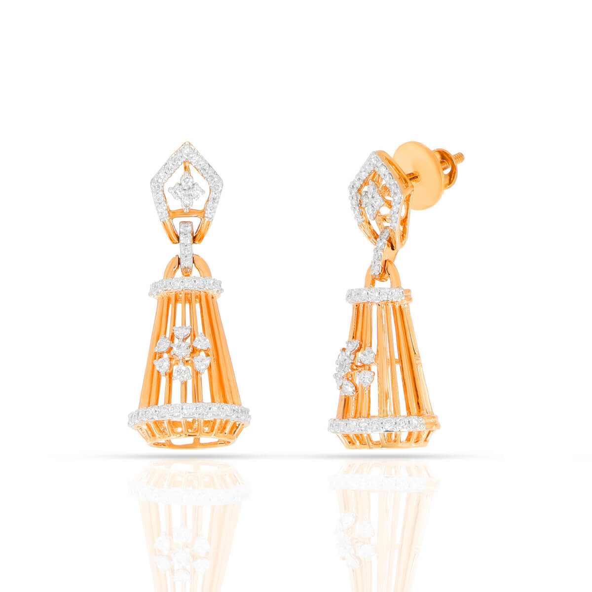 Dazzling Rose Jhumka 18kt Diamond Earrings with Free Gold Coin