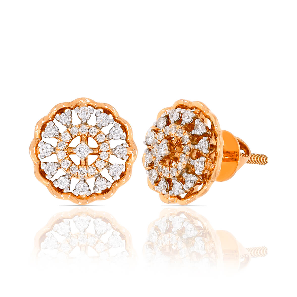 Radiant Romance Rose Gold 18kt Diamond Earrings with Free Gold Coin