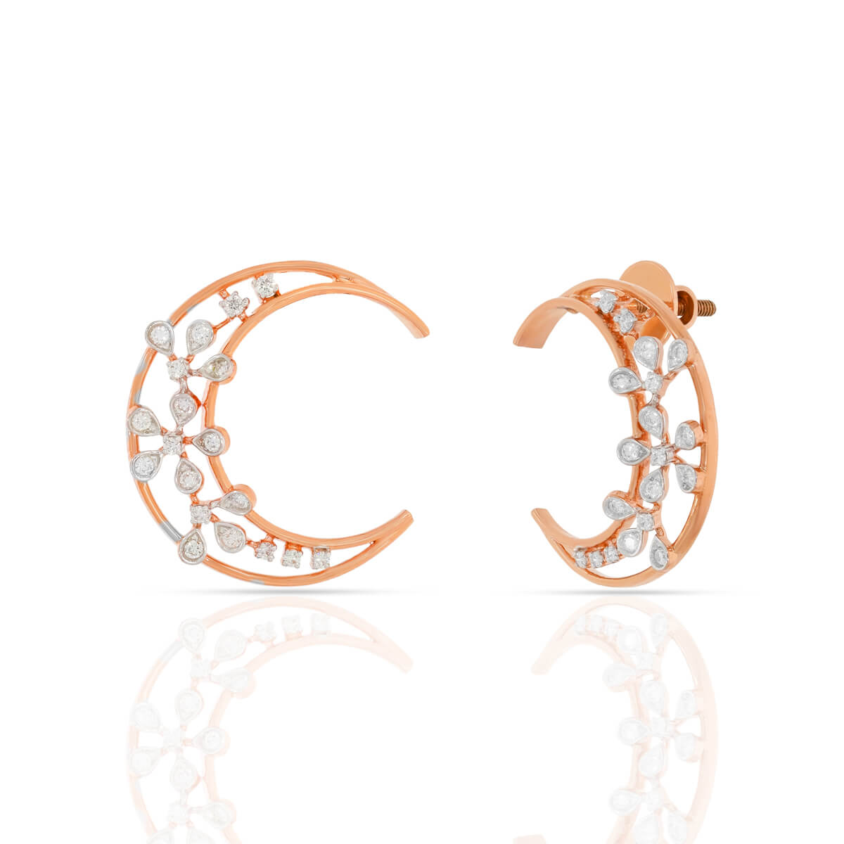 Graceful Rosette Rose Gold and Diamond Earrings