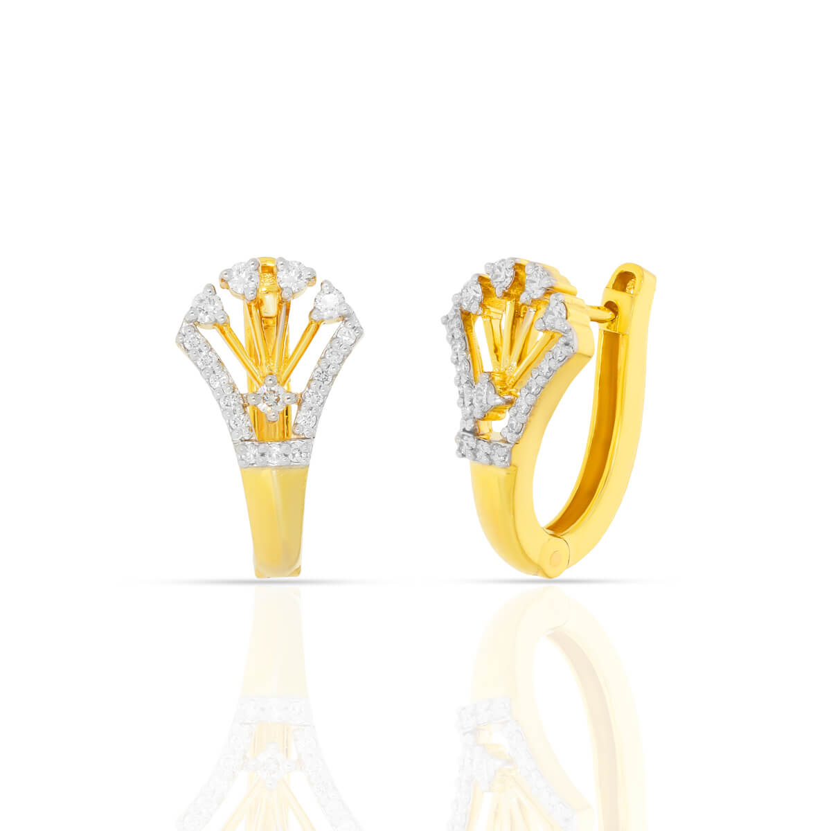 Modern Elegance Gold Diamond Hoop Earrings with Free Gold Coin