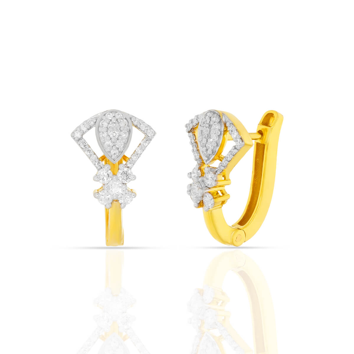 Stylish Sophistication Gold Diamond Hoop Earrings with Free Gold Coin