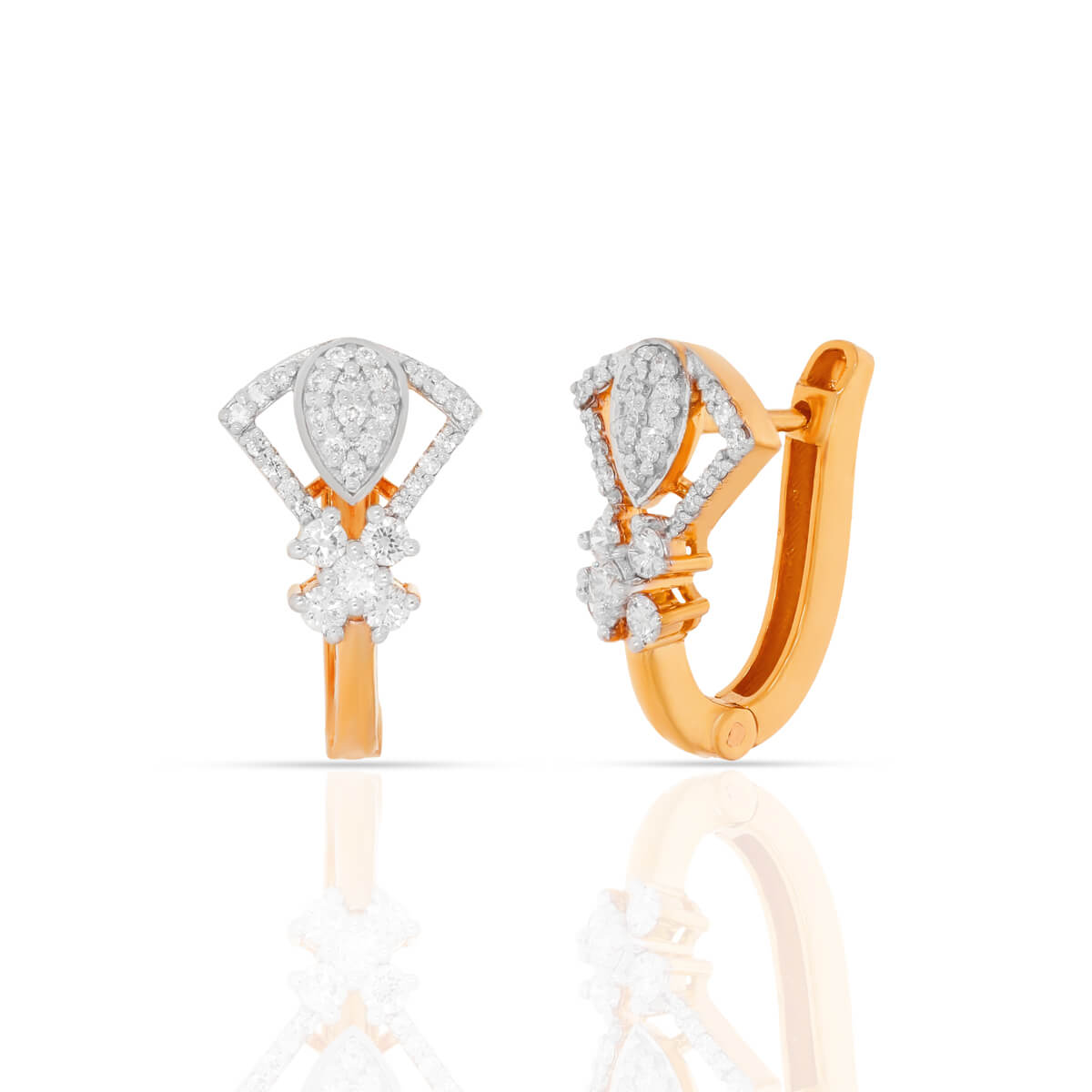 Golden Radiance 18kt Rose Gold Diamond Earrings with Free Gold Coin