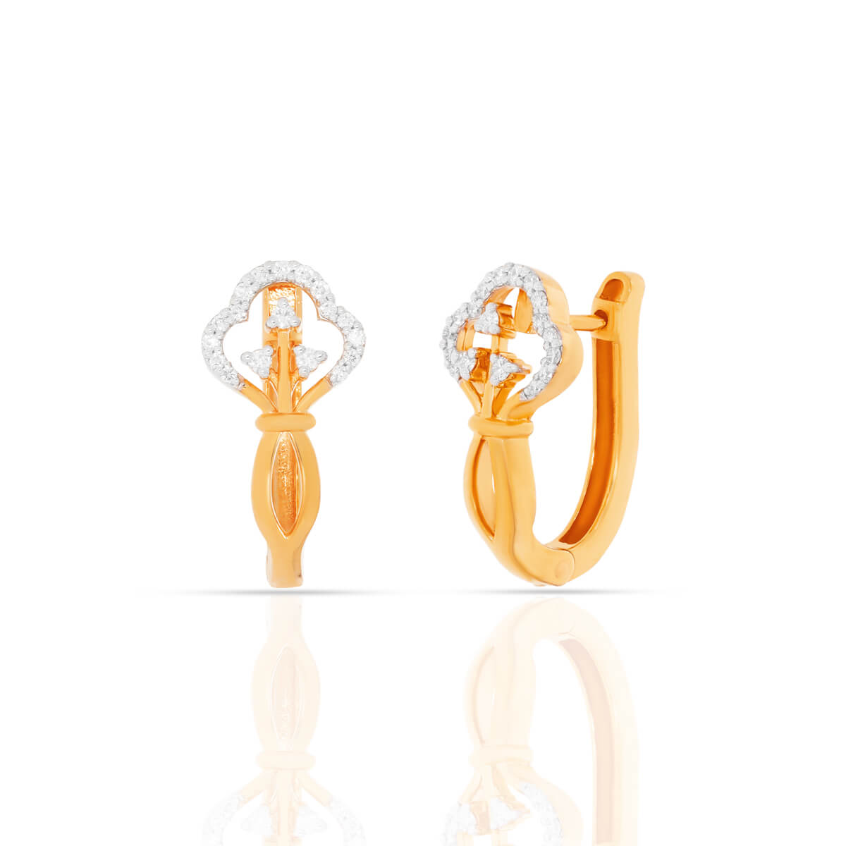 Divine Sparkle 18kt Rose Gold Diamond Hoops Earrings with Free Gold Coin