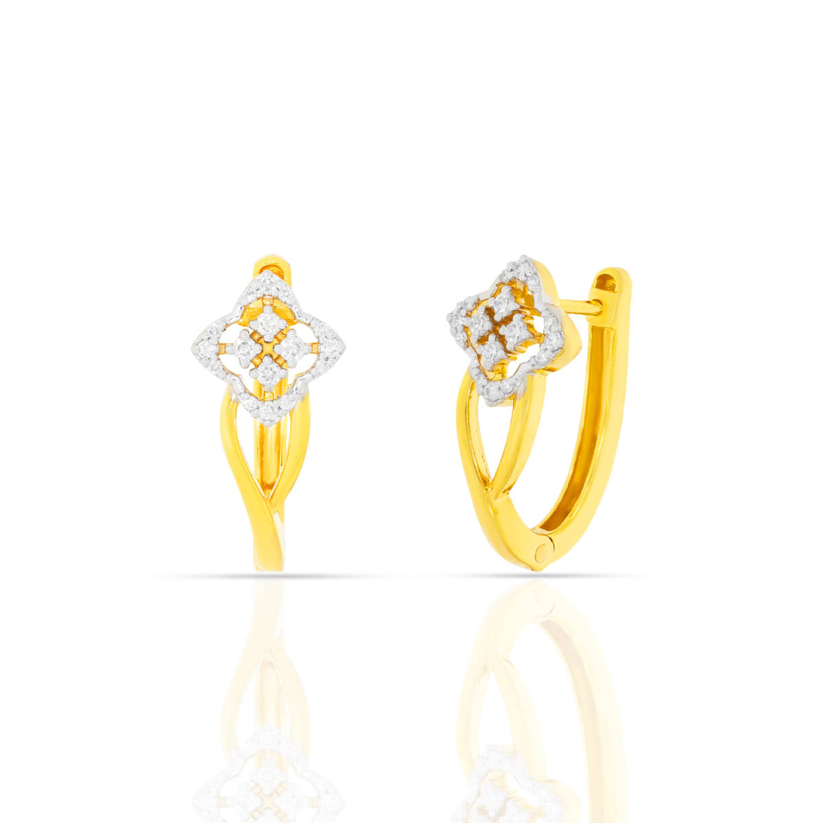 Golden Charms Gold Diamond Hoop Earrings