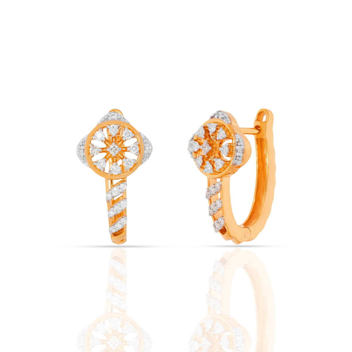 Regal Rosette Rose Gold 18kt Diamond Earrings