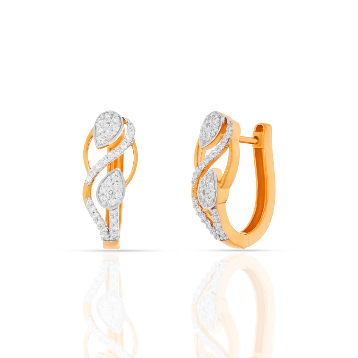 Rosy Affection 18kt Gold Diamond Hoops Earrings with Free Gold Coin