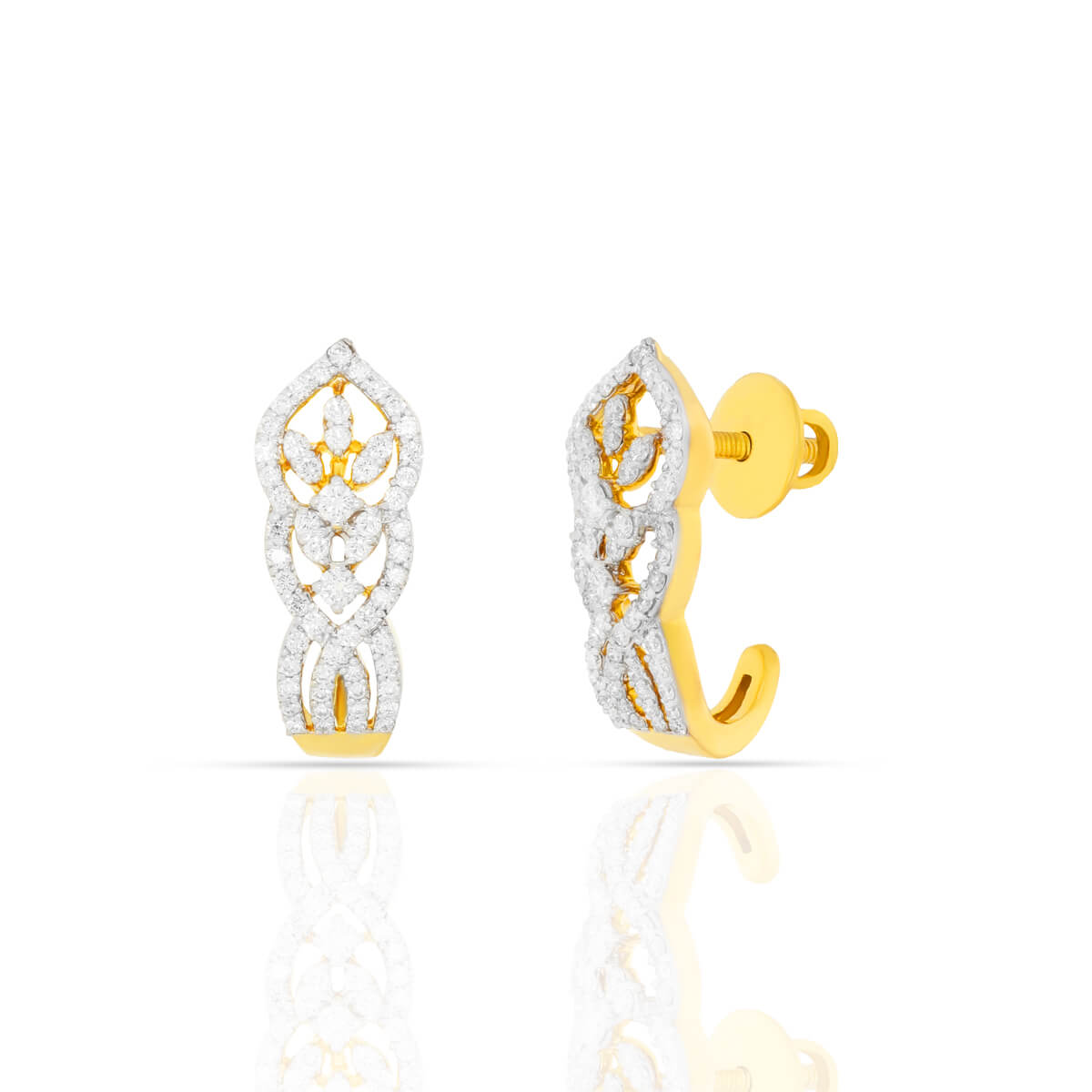 Golden Glow Gold Diamond Hoop Earrings with Free Gold Coin