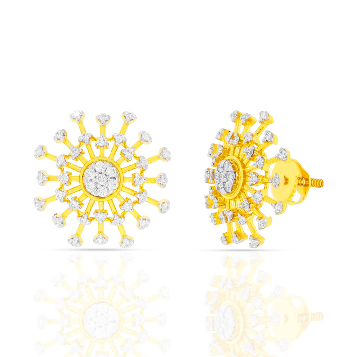 Sparkling Sunbeams Yellow Gold Diamond Earrings with Free Gold Coin