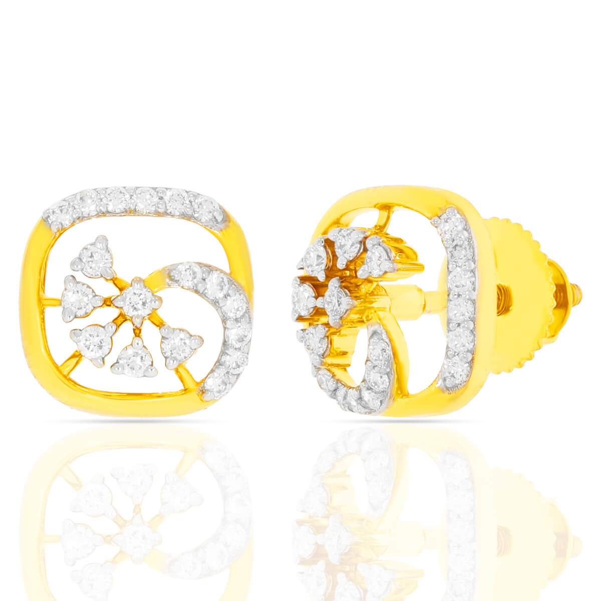 Yellow Gold Brilliance Diamond Earrings with Free Gold Coin