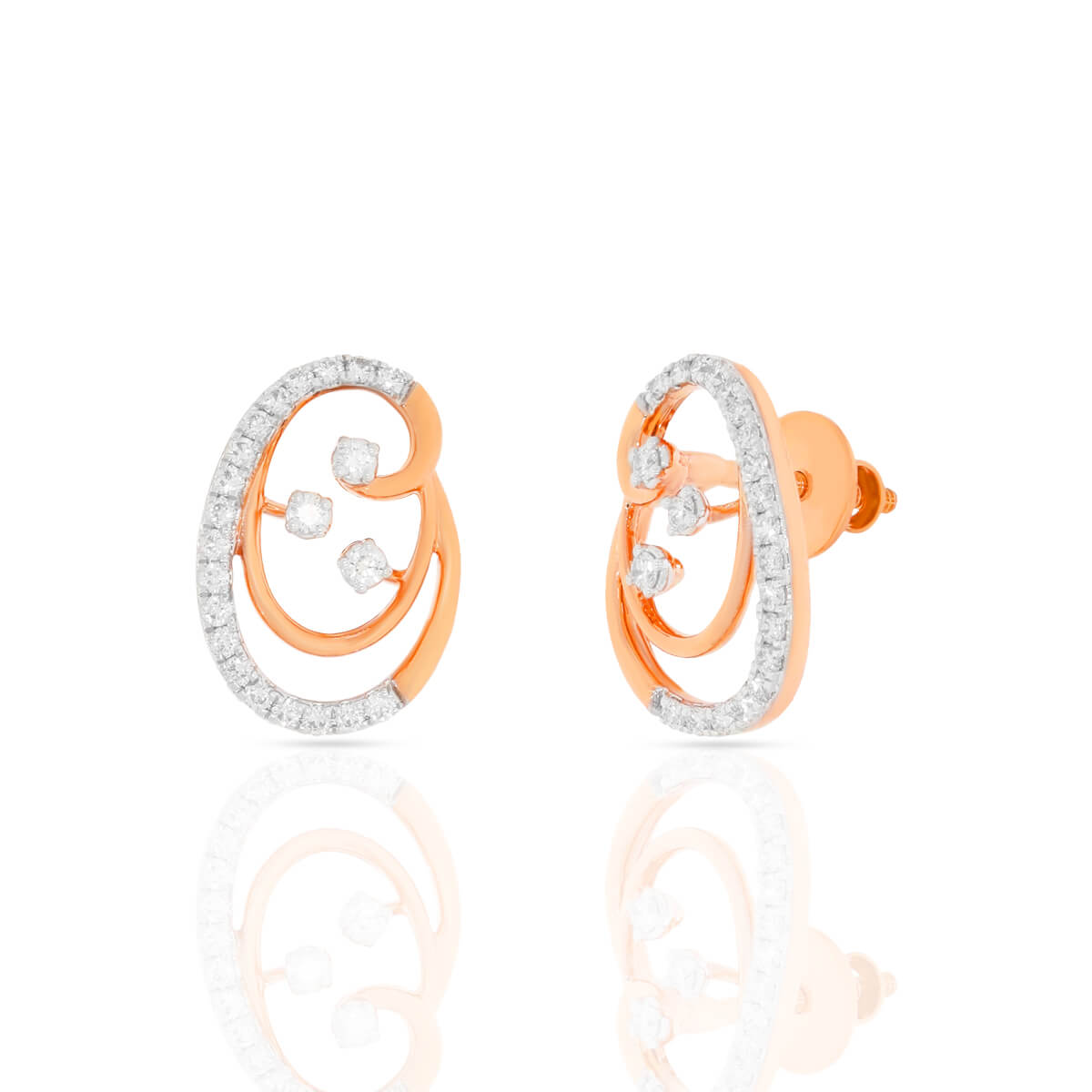 Rosy Radiance 18kt Rose Gold Diamond Earrings with Free Gold Coin