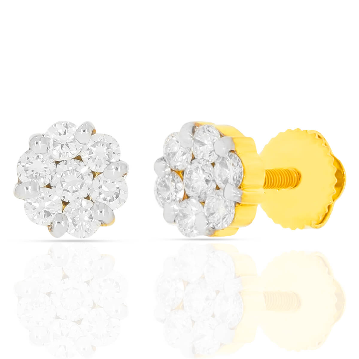 Golden Glamour Diamond Earrings in Yellow Gold with Free Gold Coin