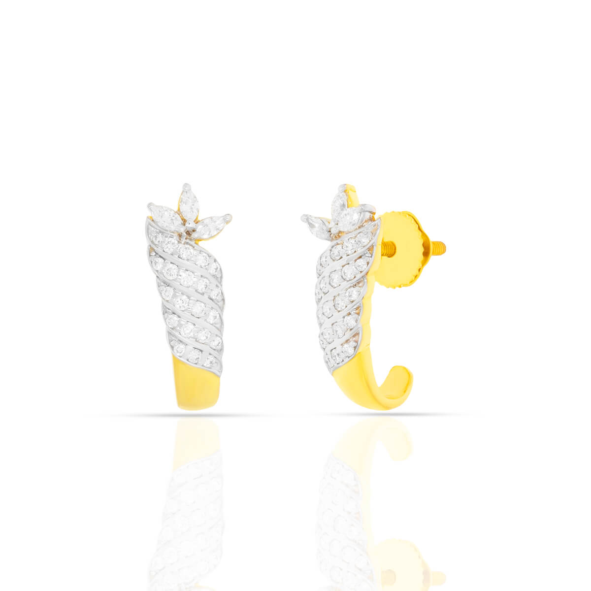 Modern Elegance Gold Diamond Hoop Earrings with Free Gold Coin