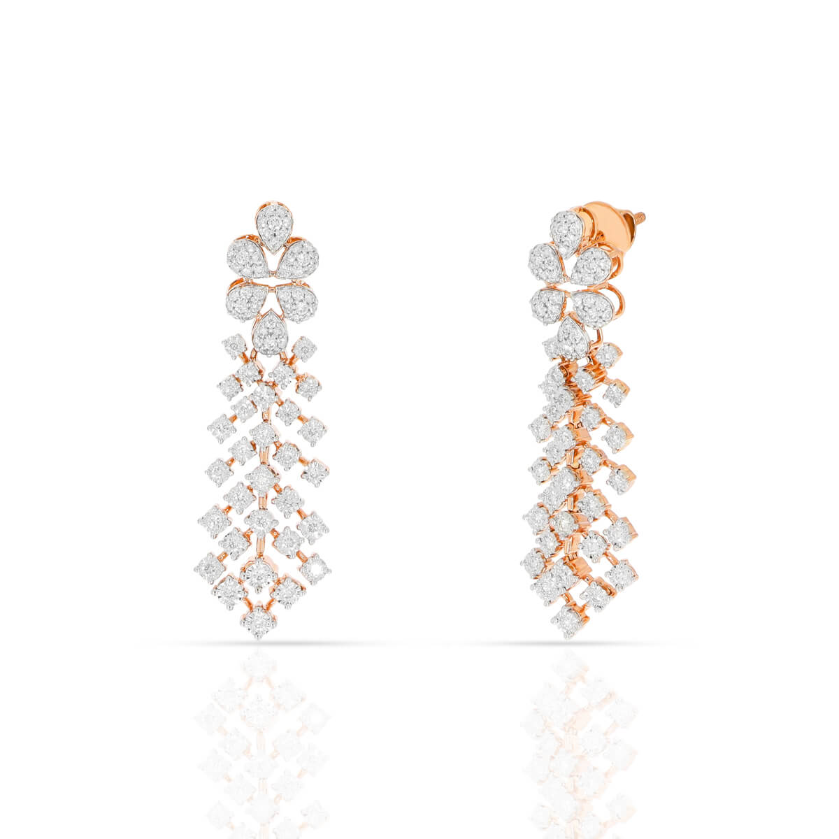 Elegant Rose Gold Teardrop Diamond Earrings