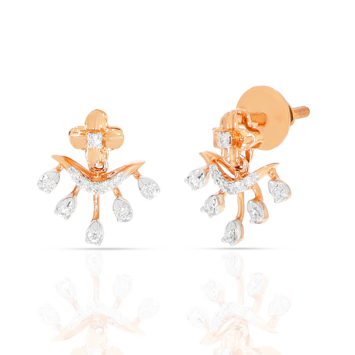 Stunning Fusion Rose Gold Diamond Earring with Free Gold Coin