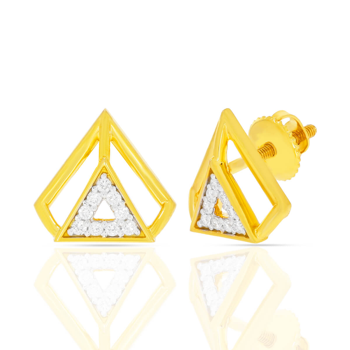 Diamond Triad Elegance Stud Earring with Free Gold Coin