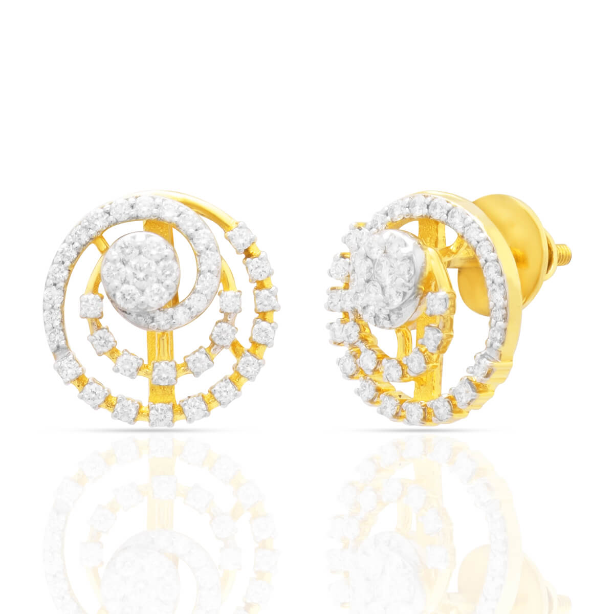 Fancy Cluster Diamond Stud Earrings with Free Gold Coin