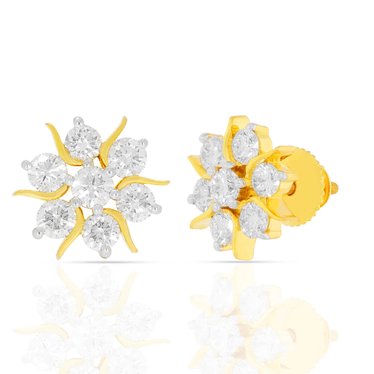 Elegant Diamond Blossom Studs with Free Gold Coin