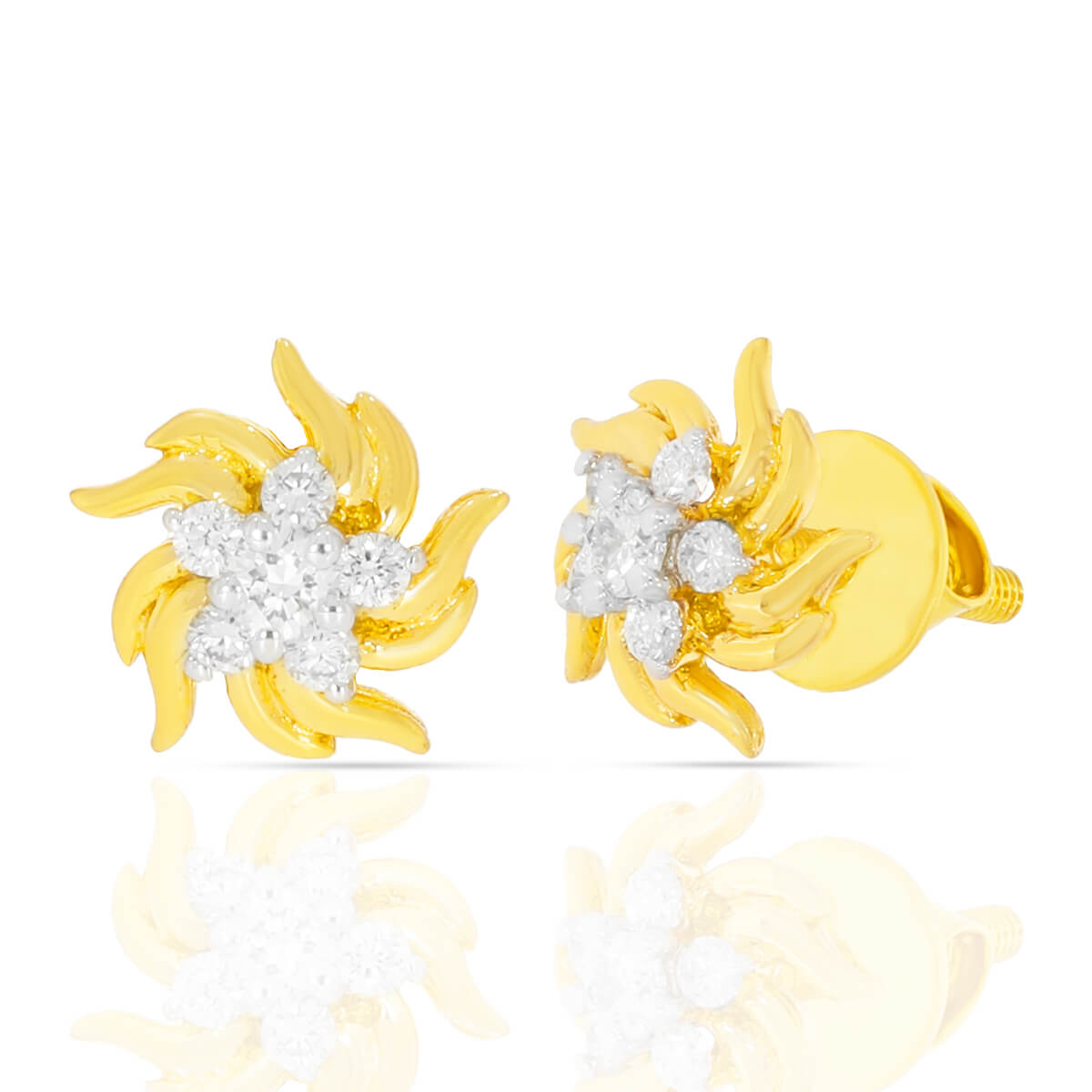 Dazzling Diamond Flower Earrings with Free Gold Coin