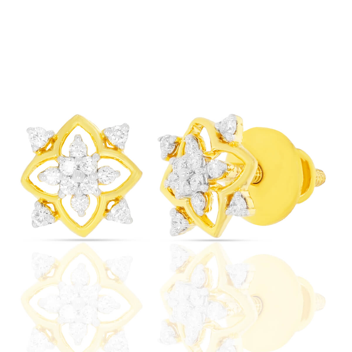 Delicate Diamond Flower Studs with Free Gold Coin