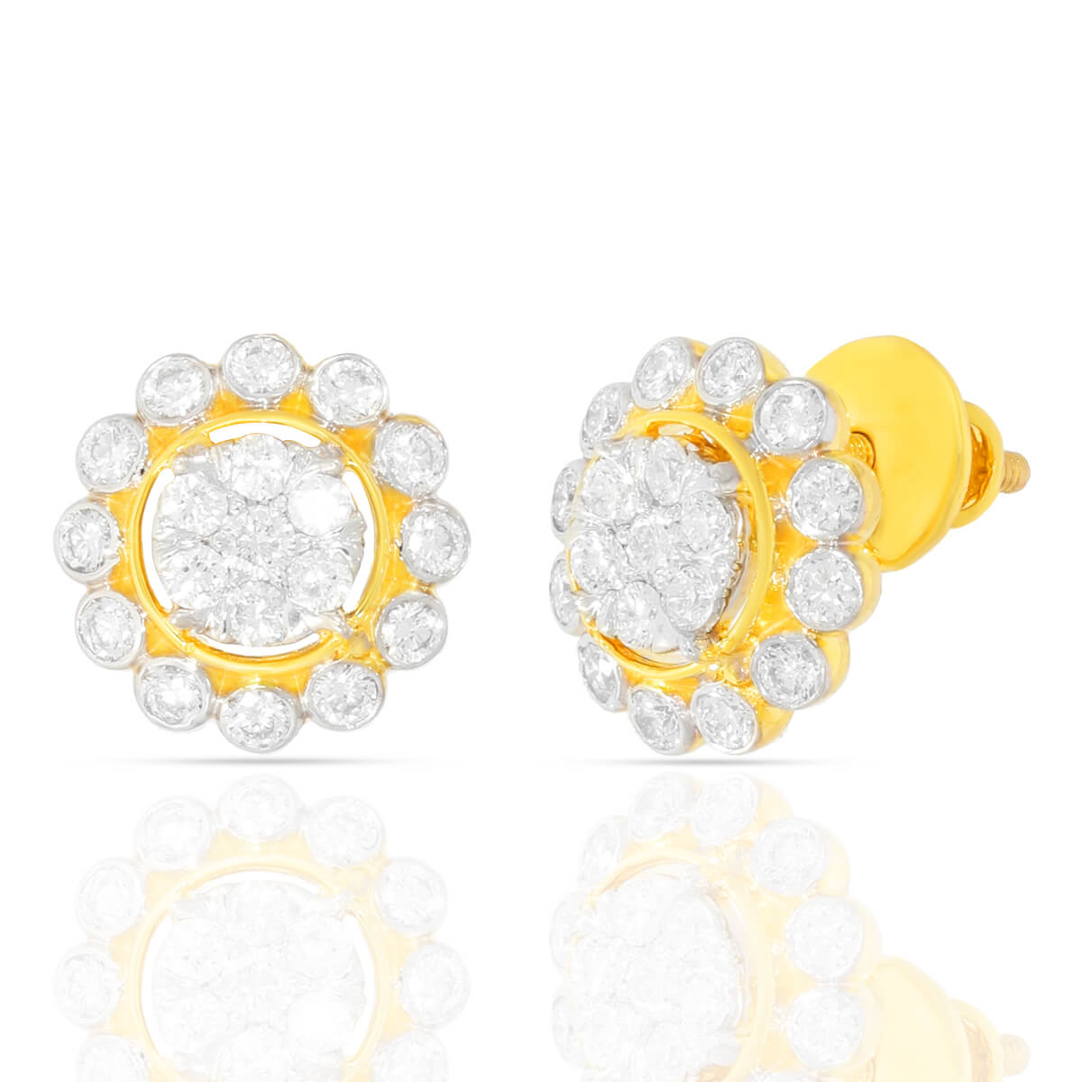 Sparkling Flower Diamond Studs with Free Gold Coin