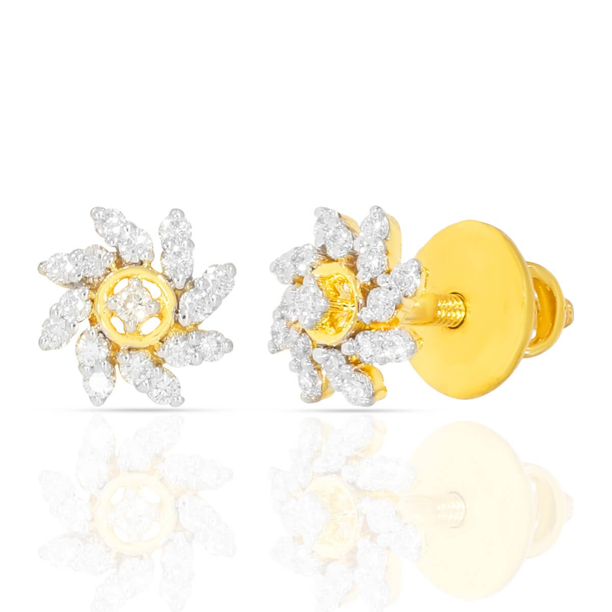 Floral Diamond Stud Earrings