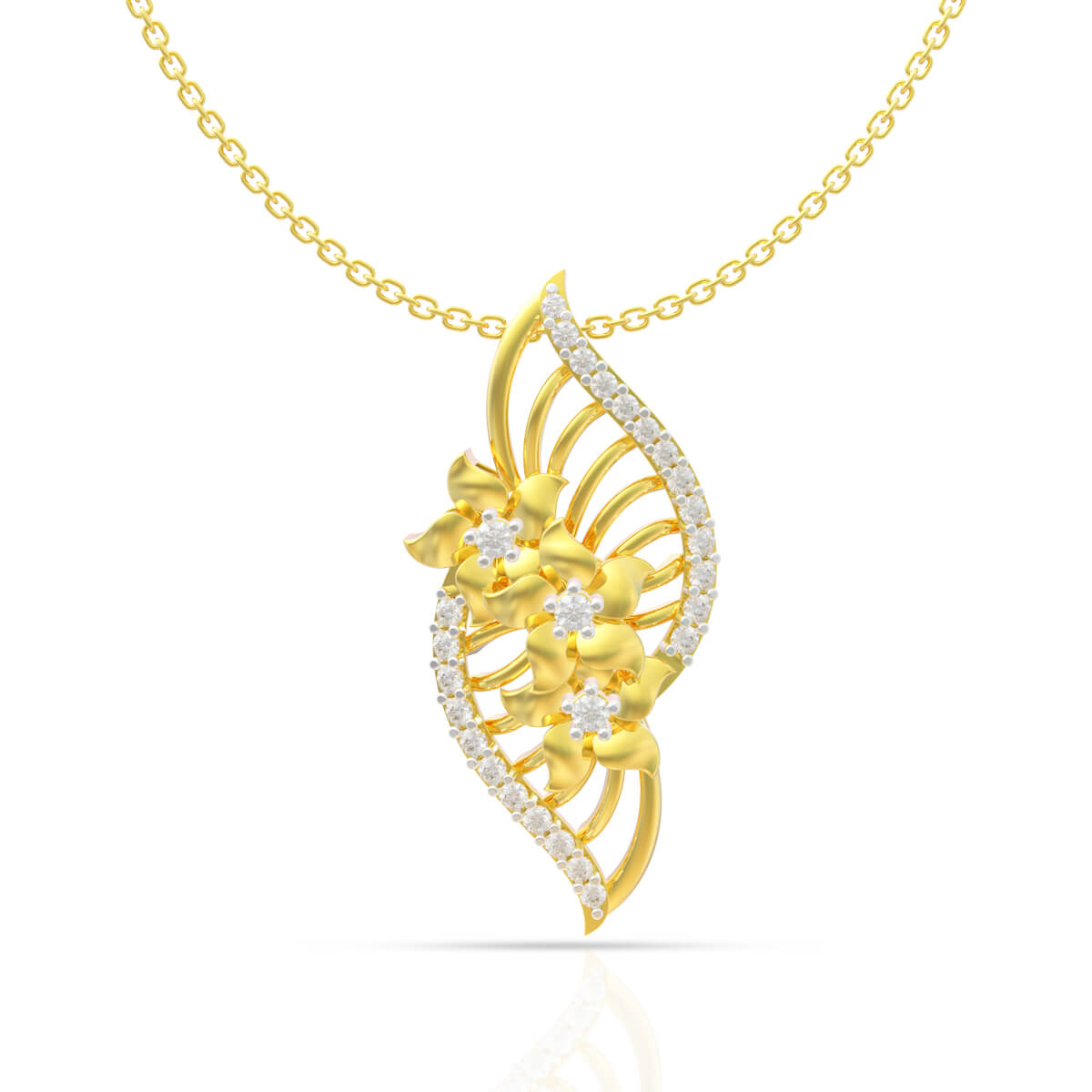 Triple Floral Elegance Diamond Pendant