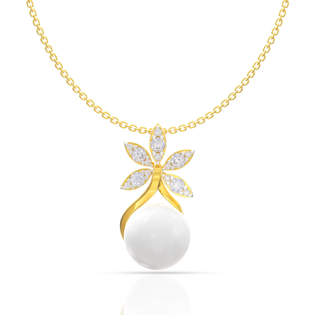 Floral Grace Pearl & Diamond Pendant with Free Gold Coin