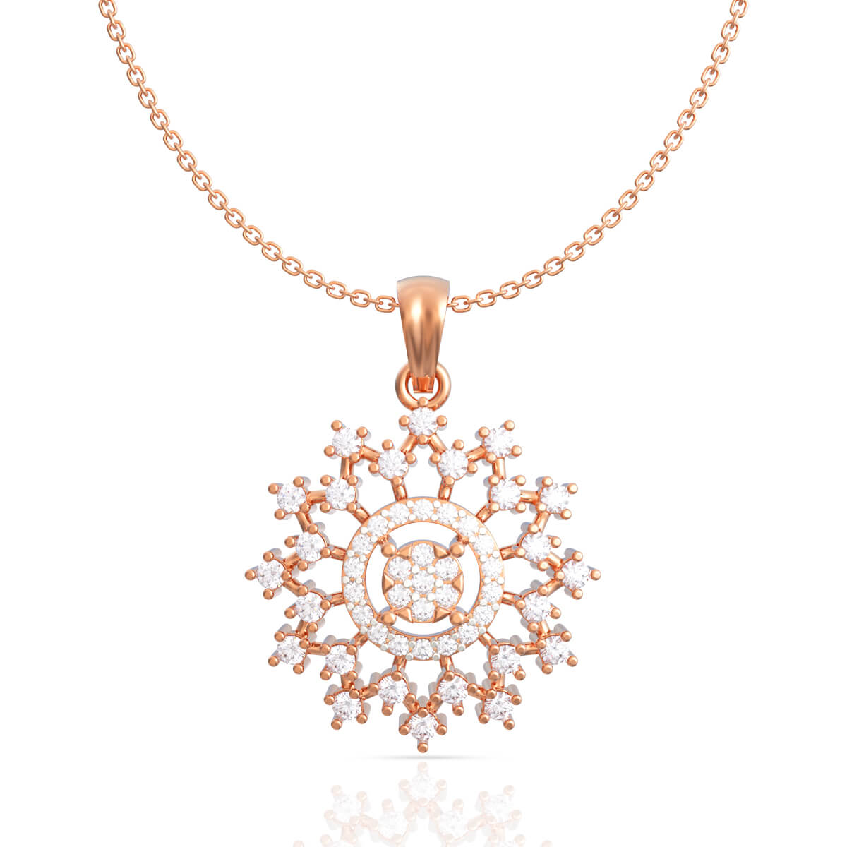 Golden Rose Blossom Diamond Pendant