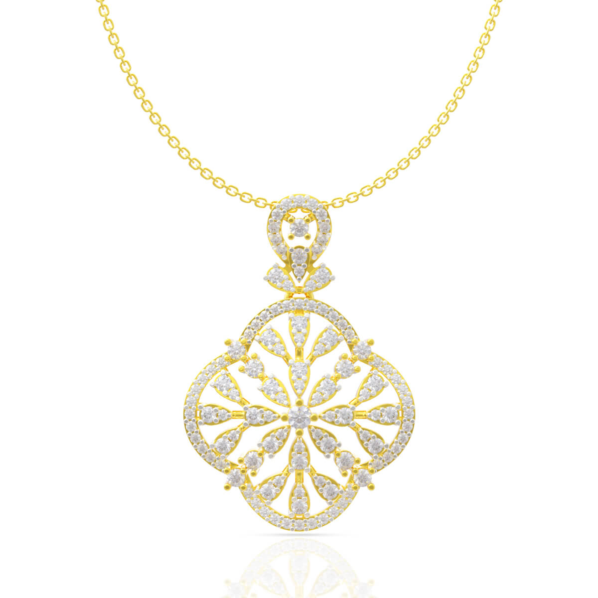 Golden Blossom Daimond Pendant with Free Gold Coin