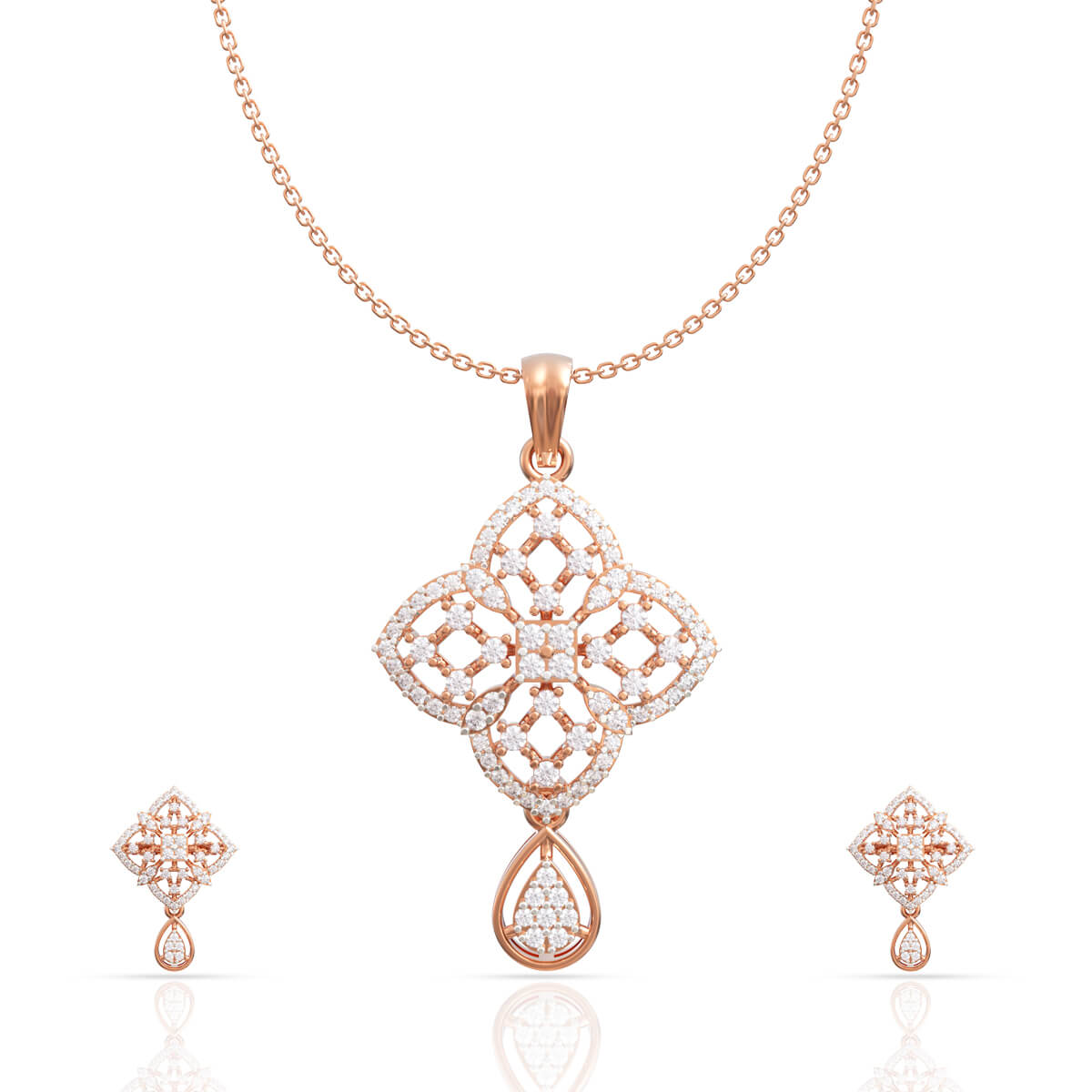 Classic Brilliance Diamond Rose Gold Pendant Set