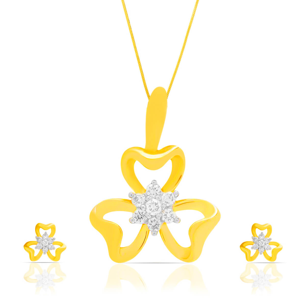 Mystic Florals Enigmatic Floral Diamond Pendant With Earring with Free Gold Coin