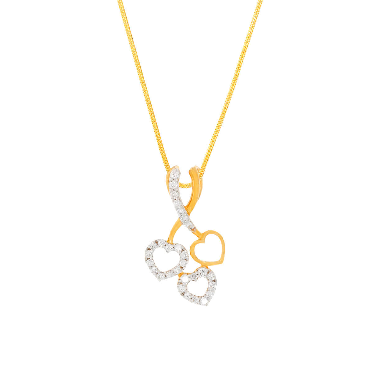 trio heart Diamond Pendant with Free Gold Coin