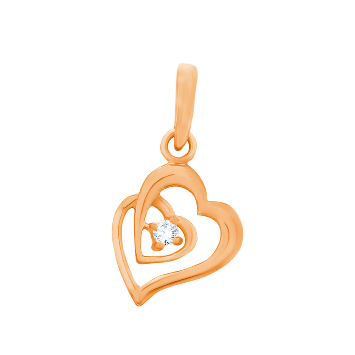 Rosy Interlocked Heart Diamond Pendant with Free Gold Coin