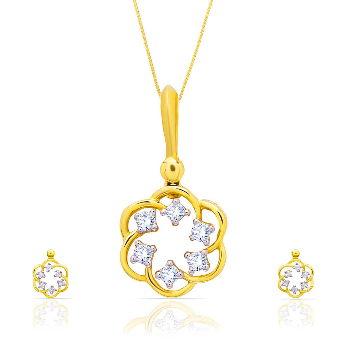 Radiant Reverie Mesmerizing Floral Diamond Pendant Set with Free Gold Coin