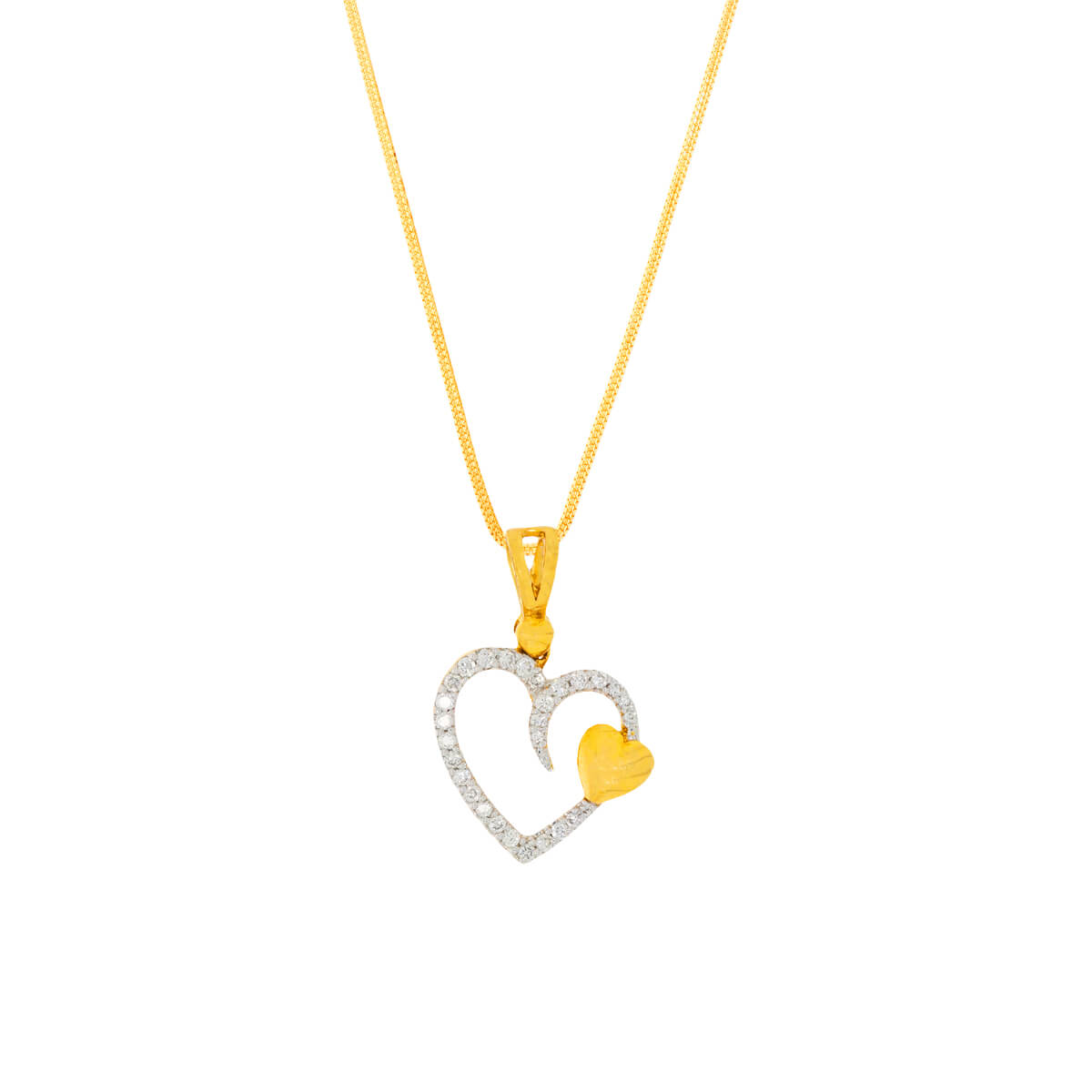 twins heart Diamond Pendant with Free Gold Coin