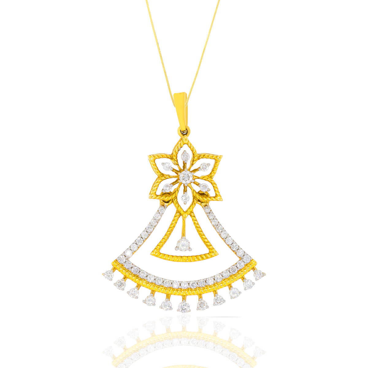 Gleaming Flower Cones Diamond Pendant