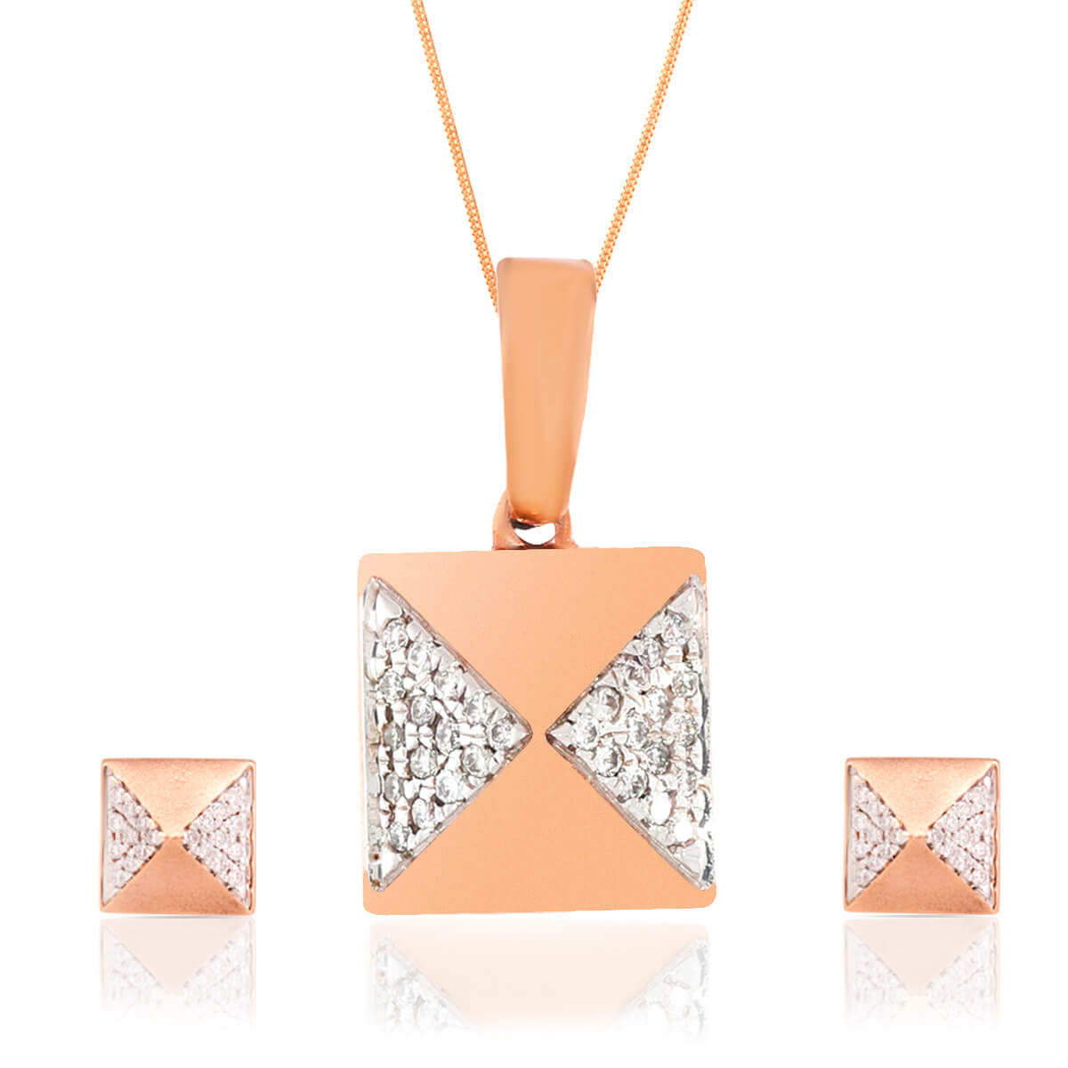 Rosy Radiance Diamond Pendant Set