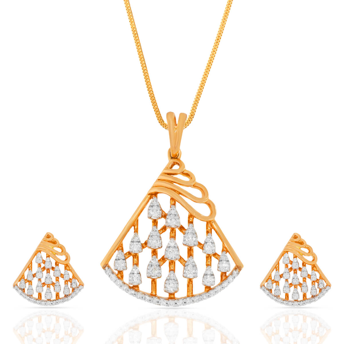 Angular Allure Diamond Pendant Set