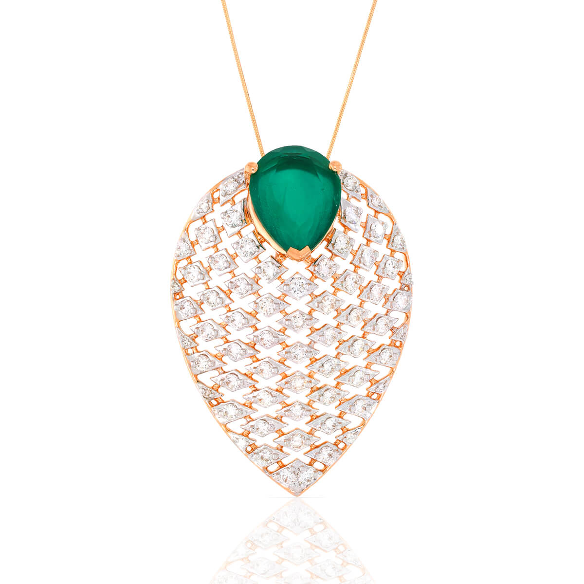 Enchanting Green Stone Diamond Pendant