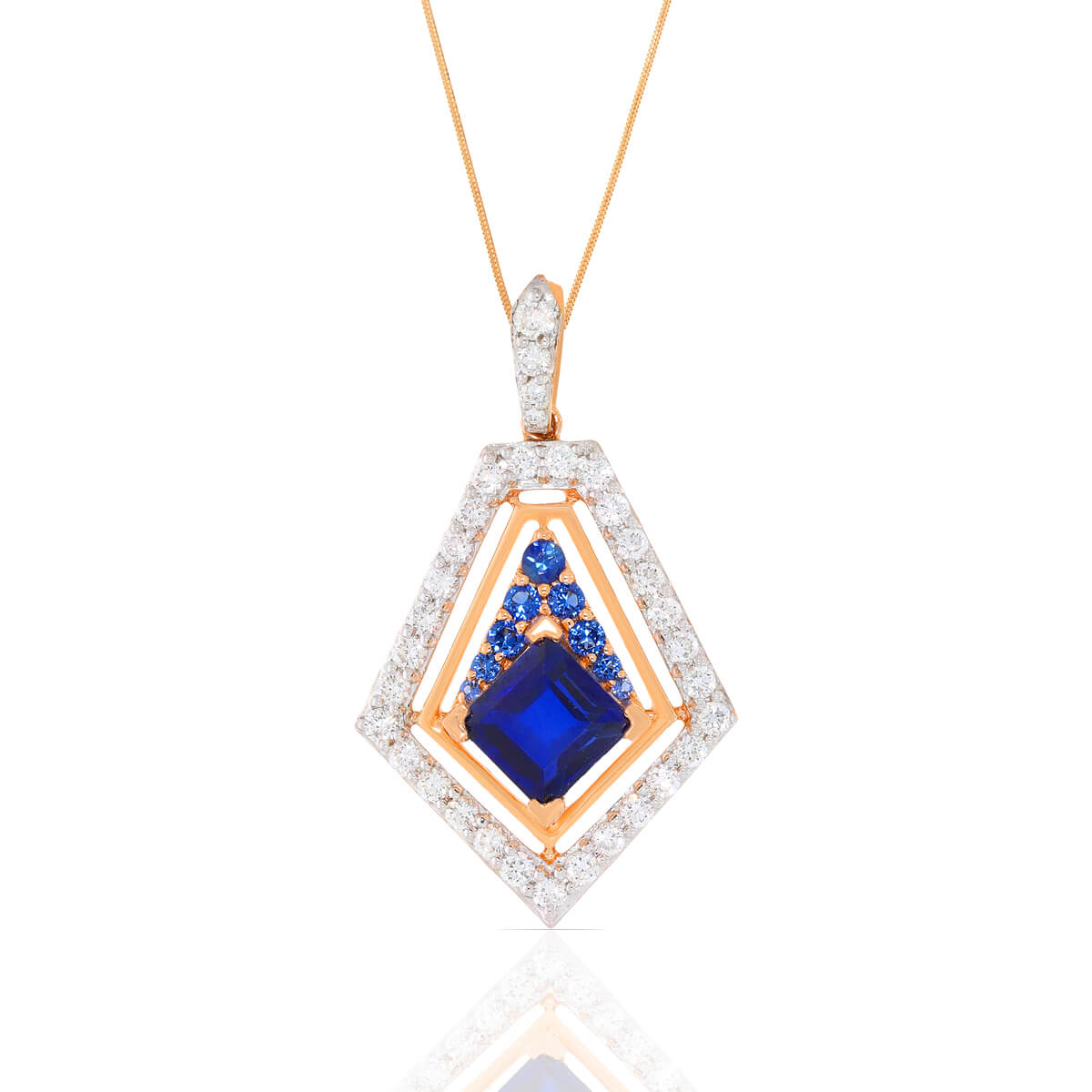 Majestic Blue Stone Diamond Pendant with Free Gold Coin