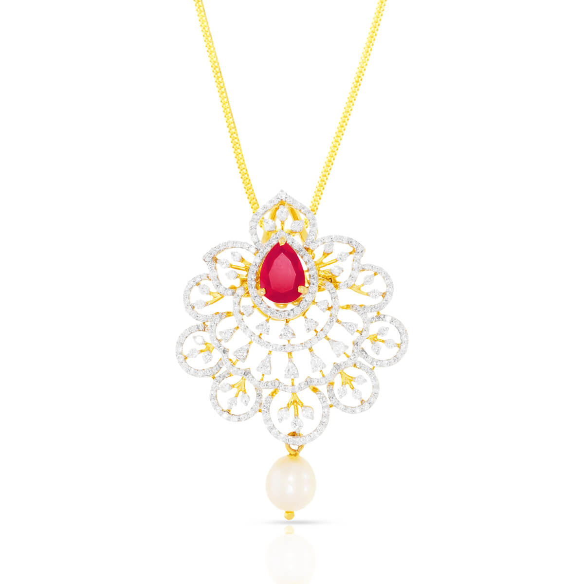 Crimson Blossom Exquisite Diamond Pendant with Free Gold Coin