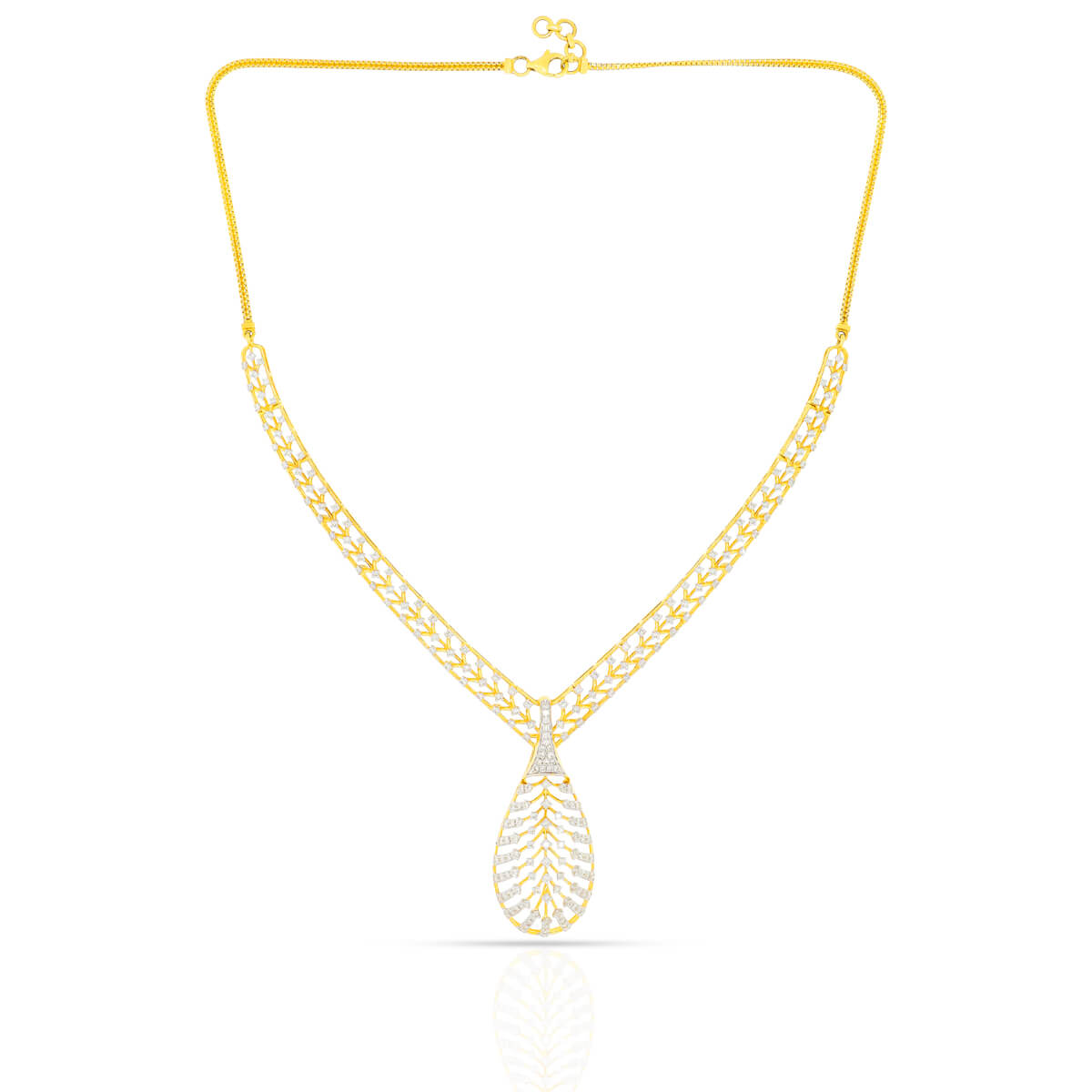 Elegant and Unique V Gold Diamond Necklace with Free Gold Coin