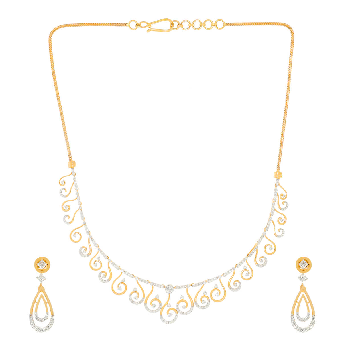 Virasa Diamond Necklace Set with Free Gold Coin