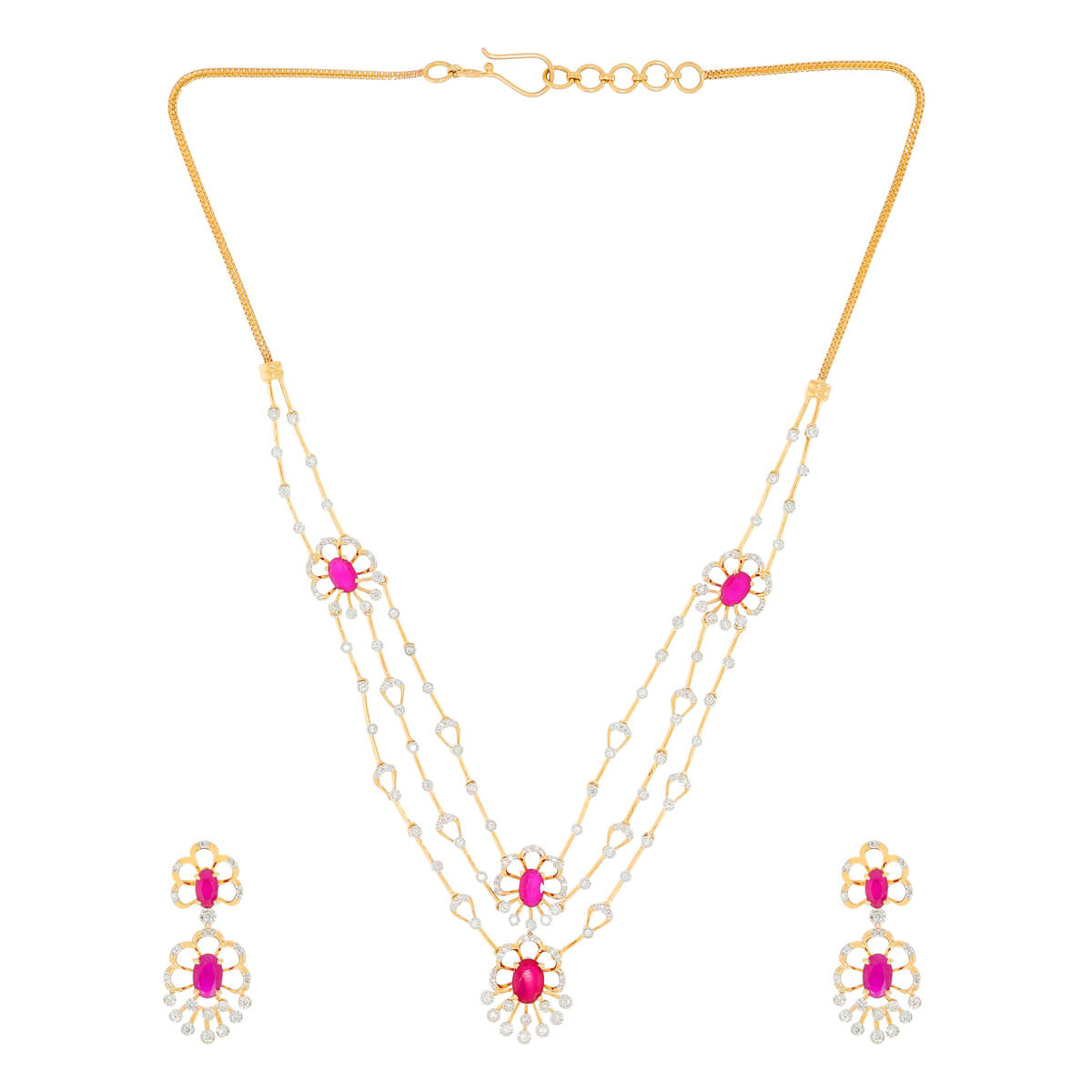 Redbloom Diamond Necklace Set with Free Gold Coin