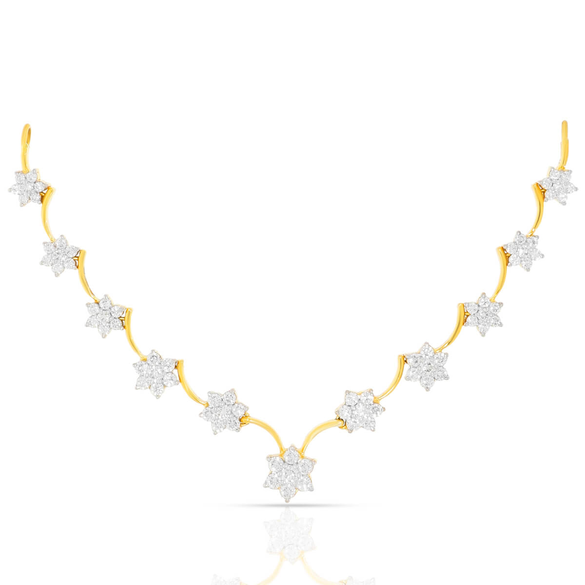 Seven Diamond Flower Gold Necklace